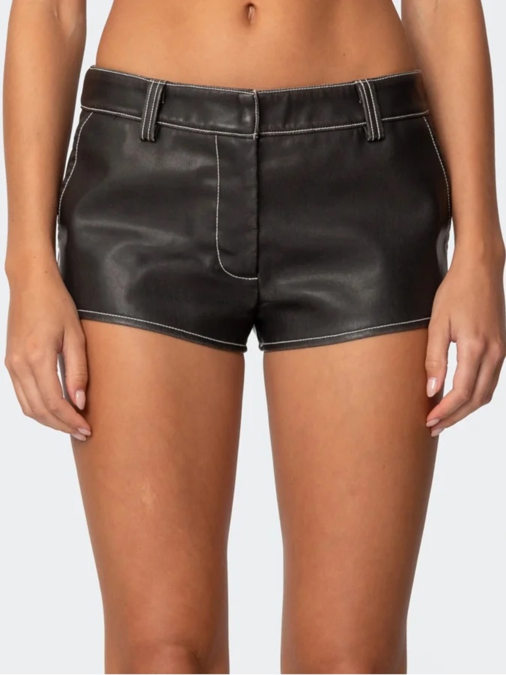 NWT BLAISE FAUX LEATHER MICRO SHORTS Black Faux Leather Hollister superdown sabo